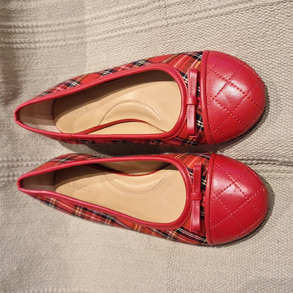Talbots Blair Red tartan plaid ballet flats size 6.5